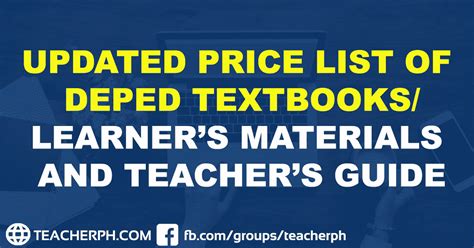 Updated Price List of DepEd Textbooks/Learner’s .